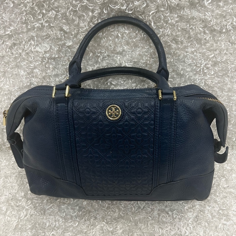 Tory Burch Bryant Mini Blue Leather Satchel Bag